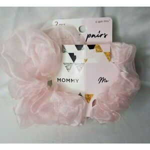 Pink Tulle Scunci 2 Piece Mommy and Me Rubber Band Hair Scrunchie Set